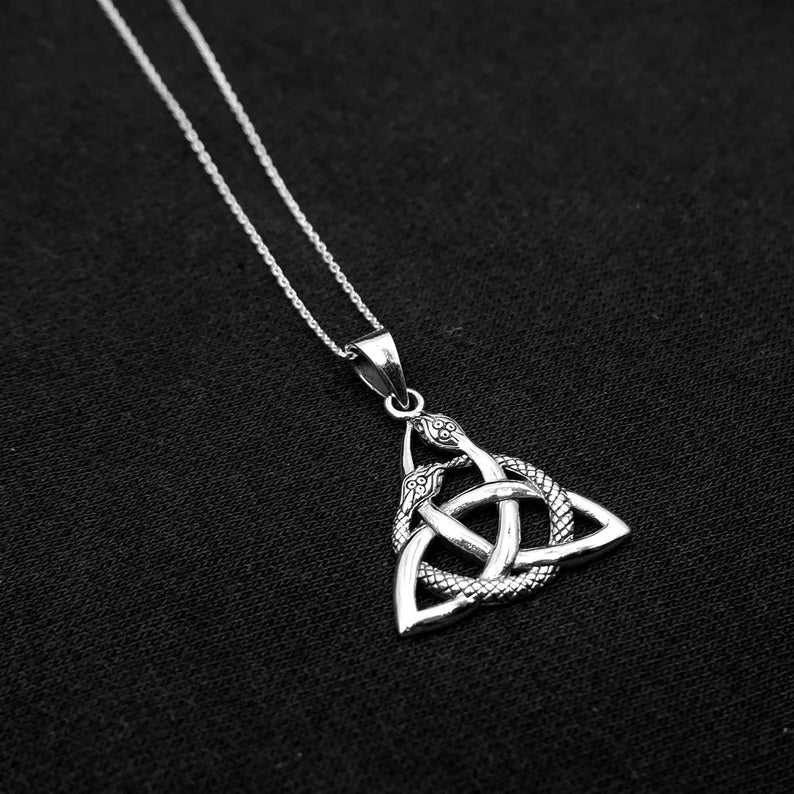 Triquetra Snake Pendant Necklace