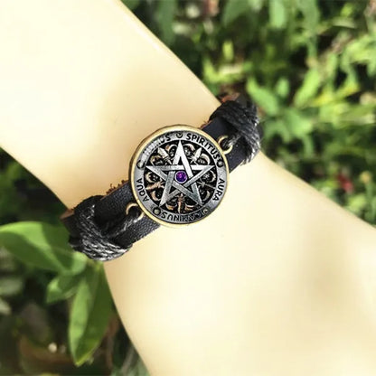 Wiccan Protection Leather Bracelet