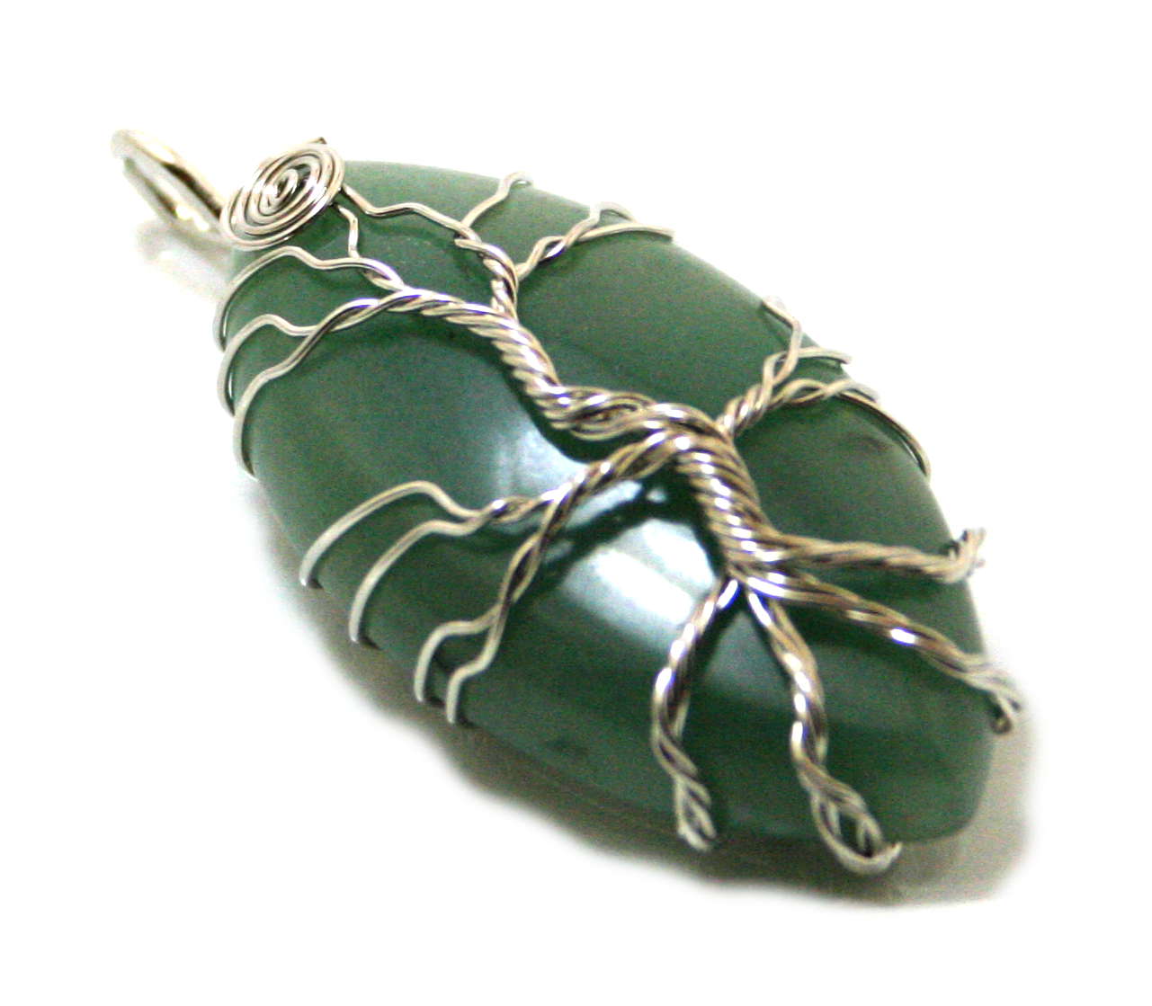 Aventurine Marquise Pendant, Wire Wrapped