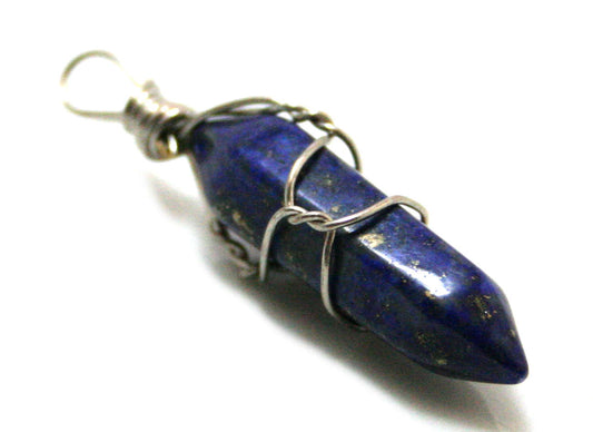 Wire Wrapped Lapis Lazuli Point Pendant