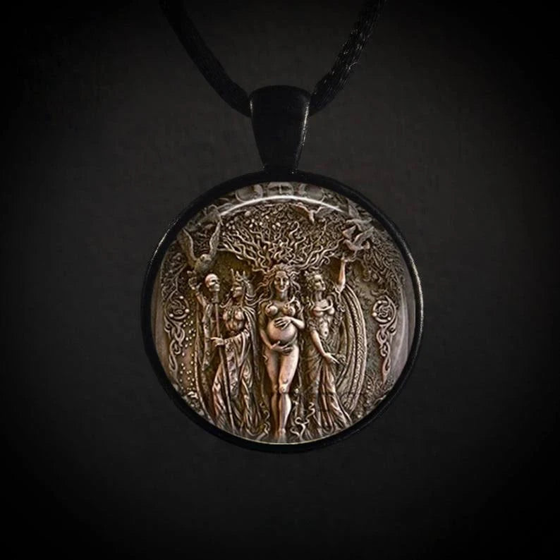 Triple Moon Goddess Pendant Necklace