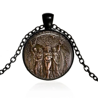 Triple Moon Goddess Pendant Necklace